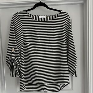 Calvin Klein Black and White Striped Blouse
